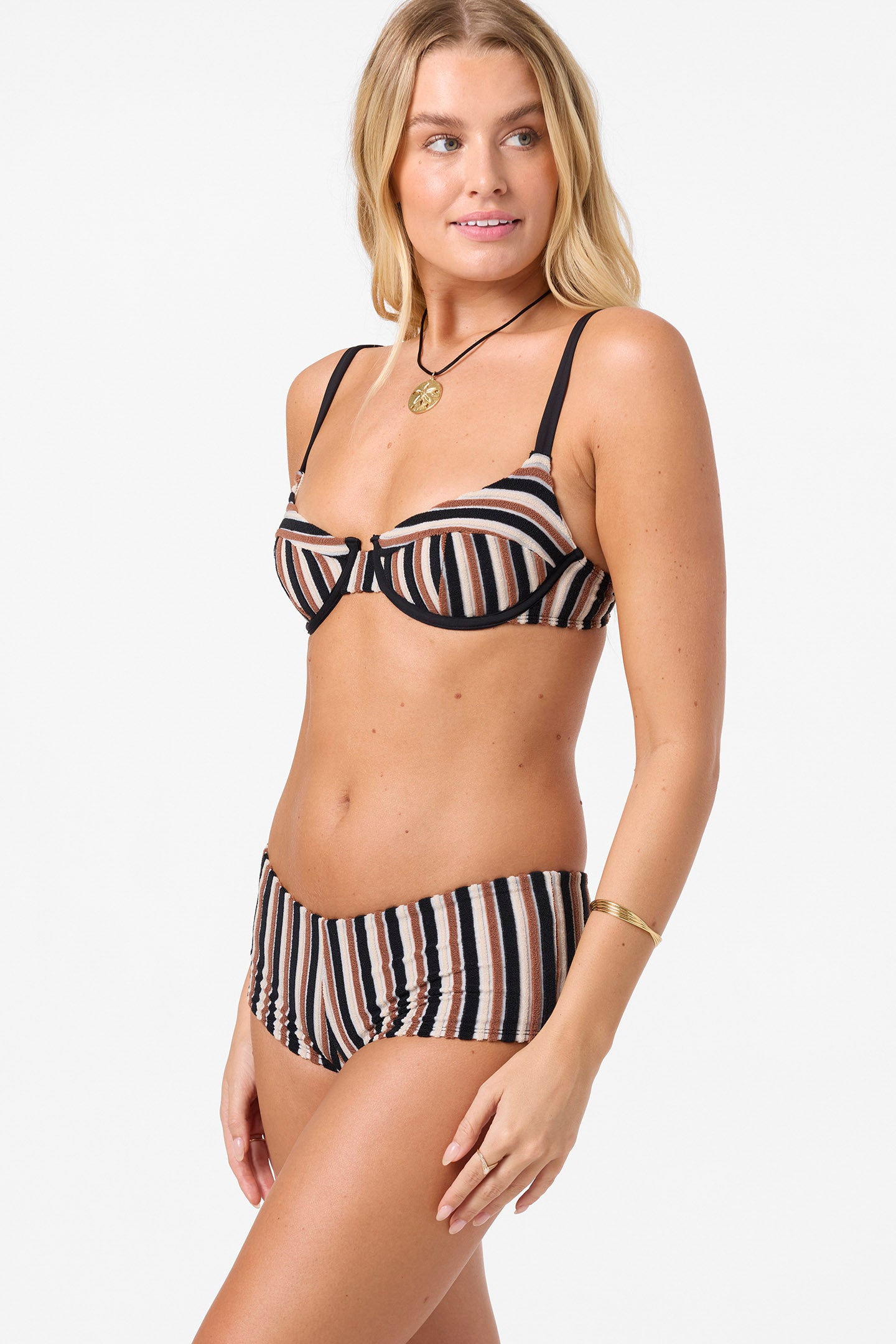 Sand Dollar Stripe Seashell Bra Bikini Top - Image 6